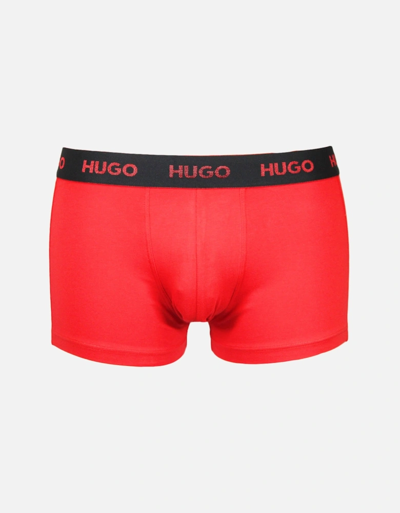 3-Pack Boxer Trunks, Black/Khaki/Red