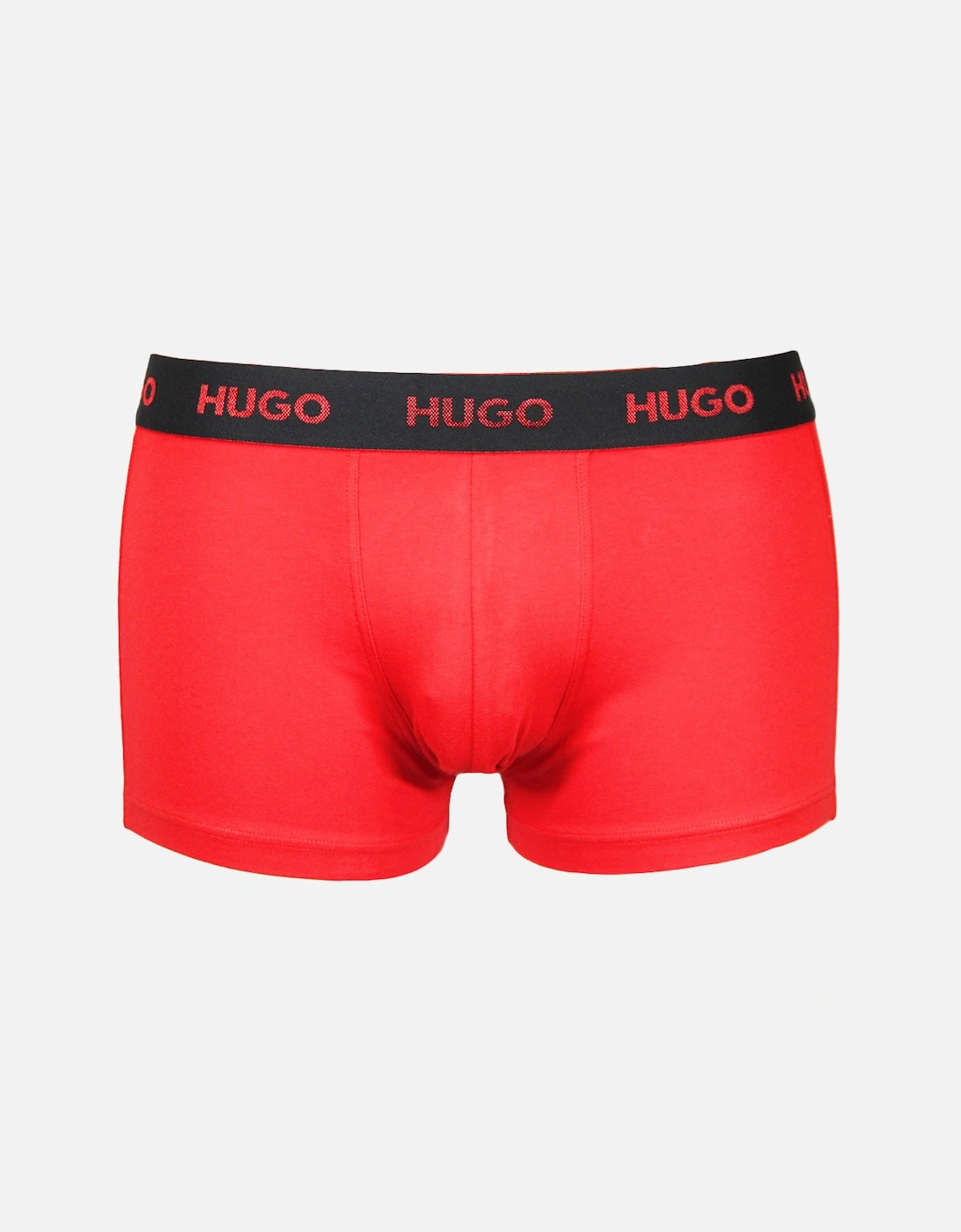 3-Pack Boxer Trunks, Black/Khaki/Red