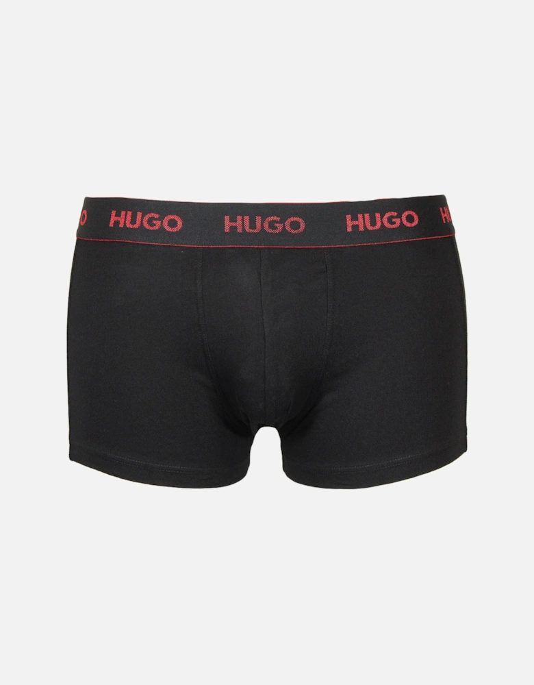 3-Pack Boxer Trunks, Black/Khaki/Red