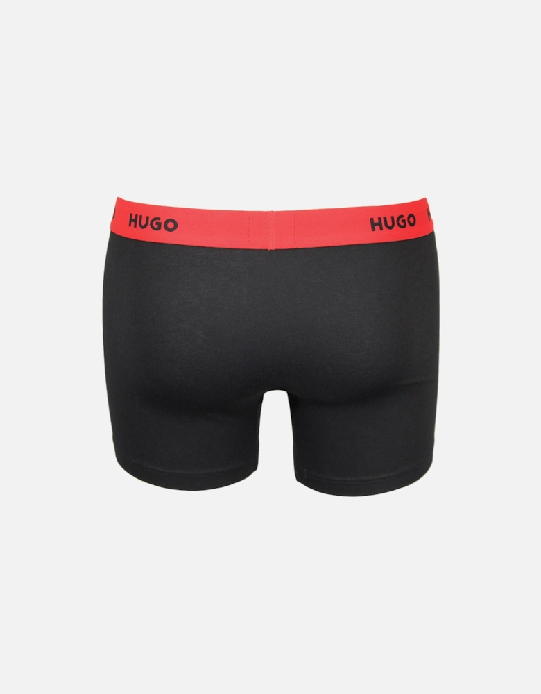 3-Pack Logo Print & Solid Boxer Briefs, Black/Khaki