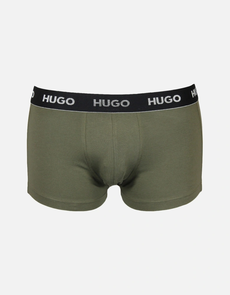 3-Pack Boxer Trunks, Black/Khaki/Red