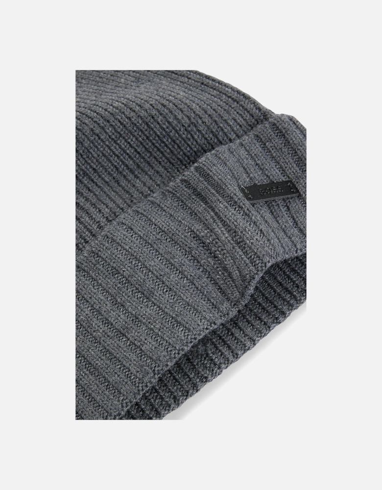 Wool Beanie hat, Medium Grey