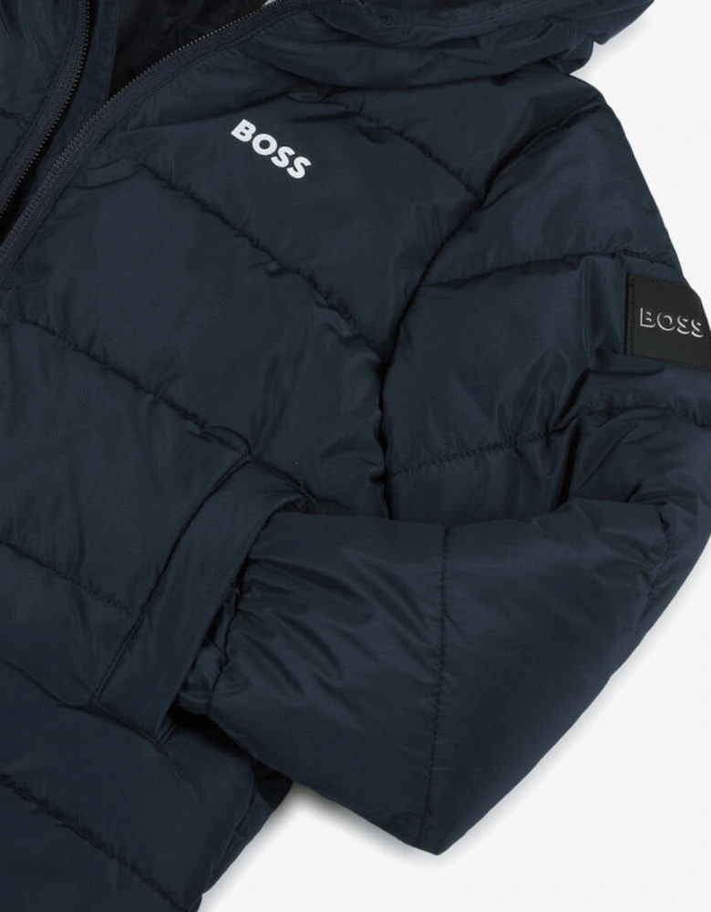 BOSS NAVY PUFFER JACKET J51237