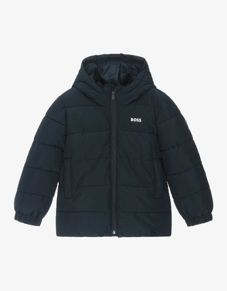 BOSS NAVY PUFFER JACKET J51237