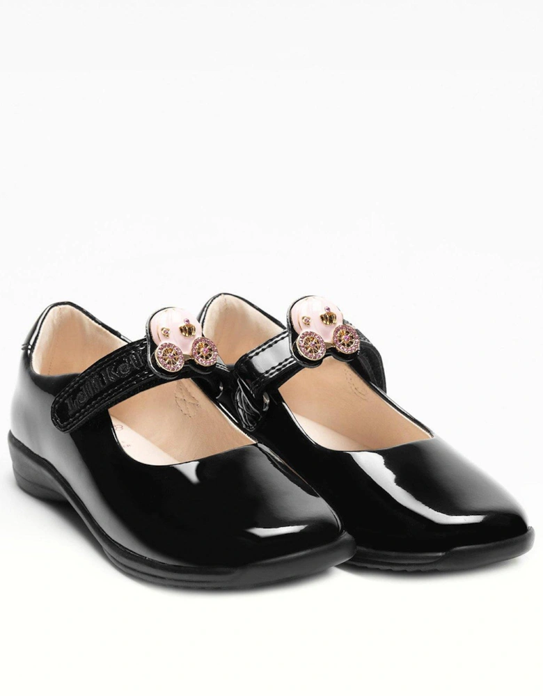 Carrie Removeable Bow Mary Jane School Shoe - Black