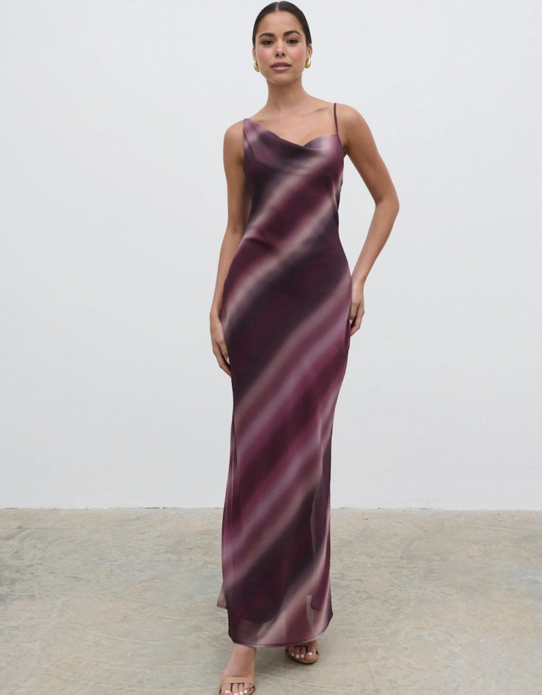 Keisha Asymmetric Cowl Maxi Dress - Wine - Red