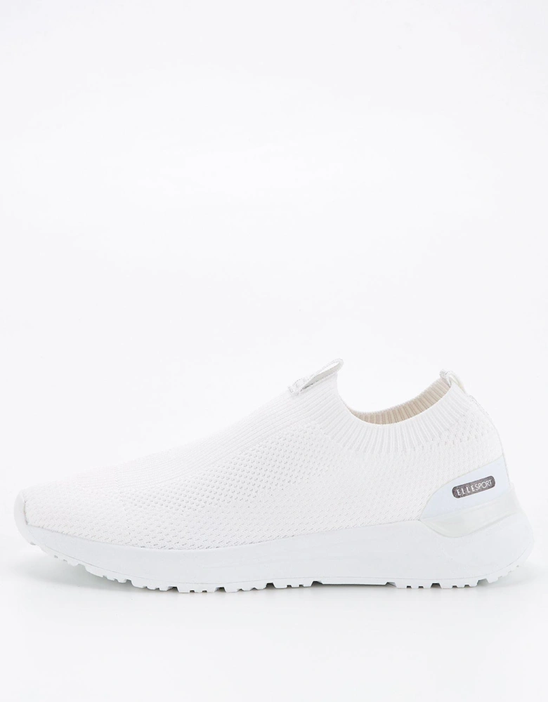 Knitted Slip On Trainer - White