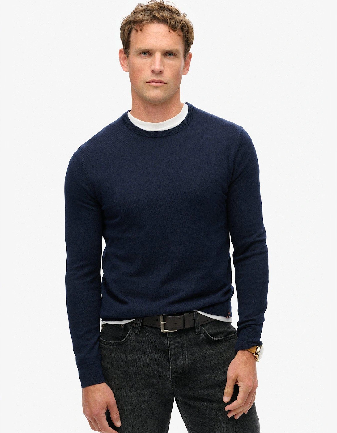 Essential Cashmere Blend Knitted Jumper - Navy, 7 of 6