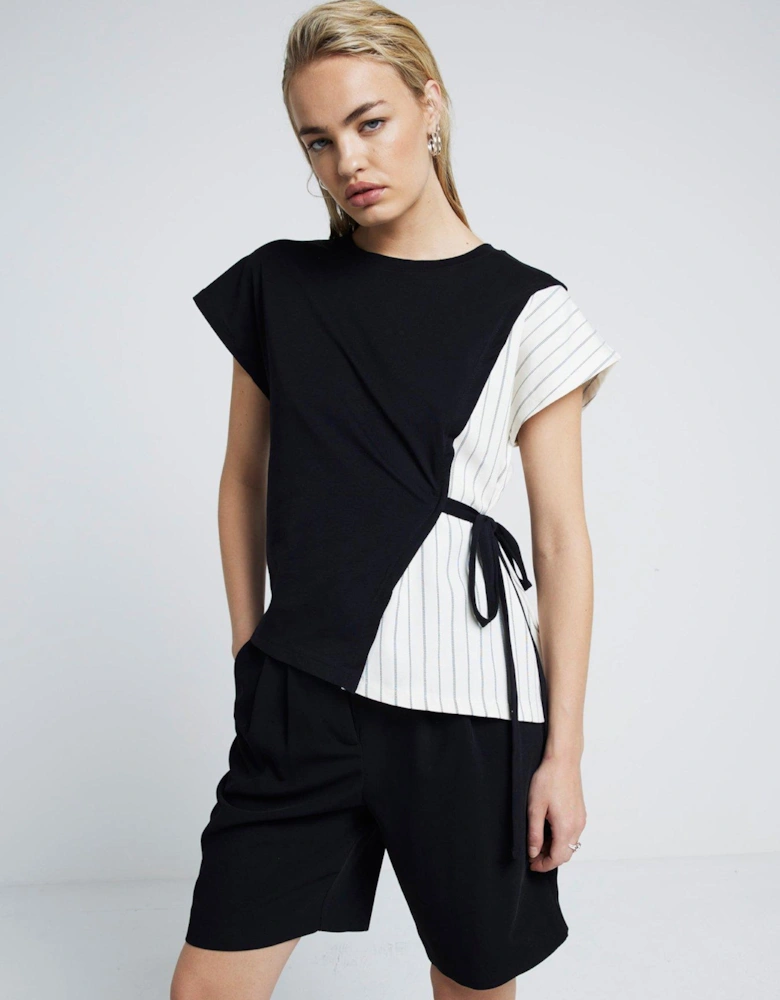 Woven Hybrid Top - Black