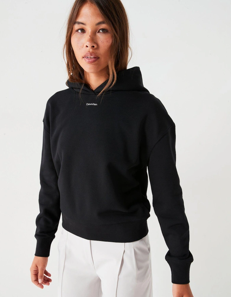 Nano Logo Relaxed Hoodie - Black