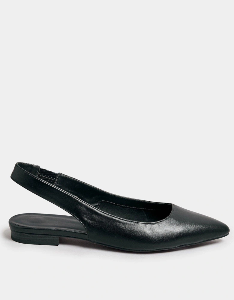 Tall Flat Point Pu Slingbacks - Black