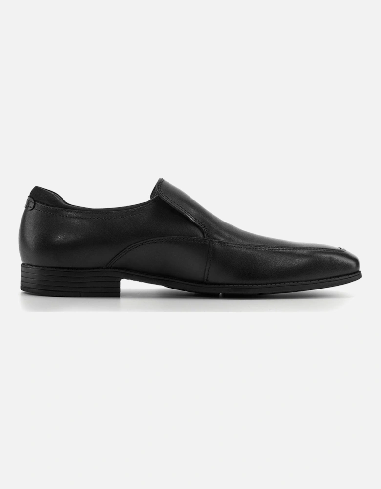 College Senior Black Leather Slip On School Shoe