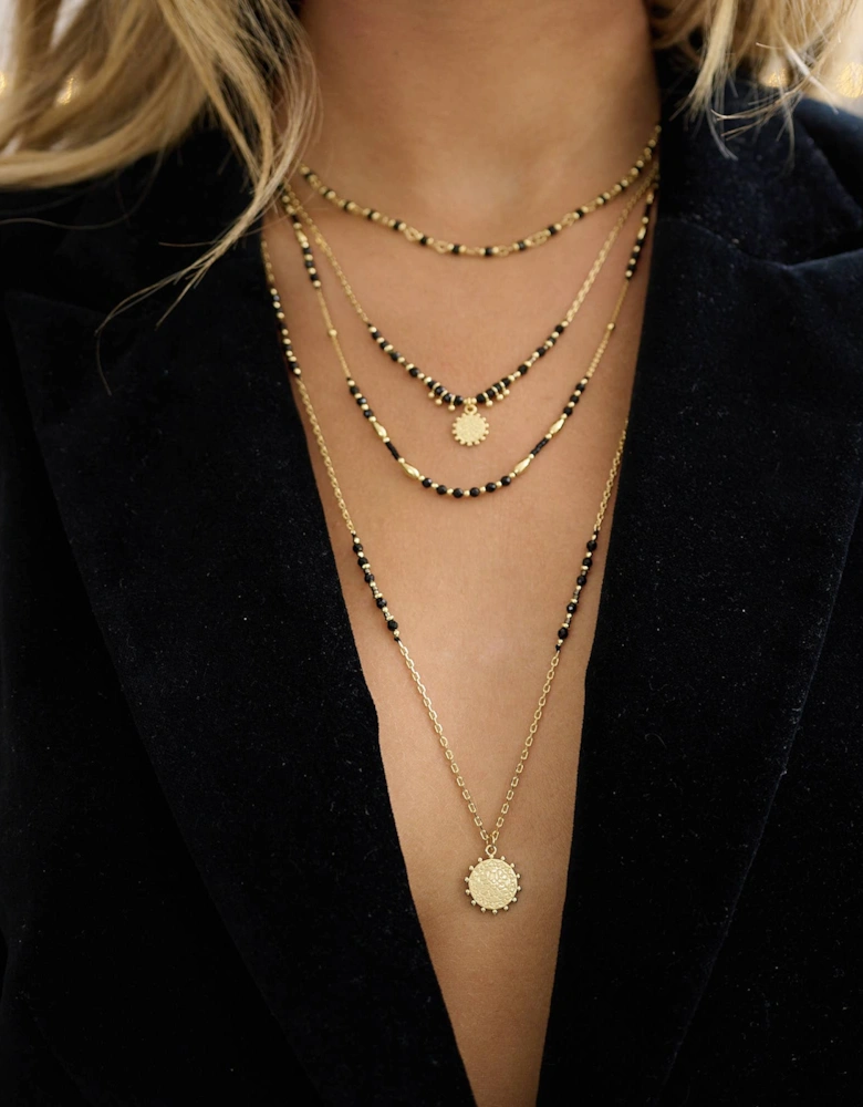 Flora Black Spinel Gemstone Pendant Necklace