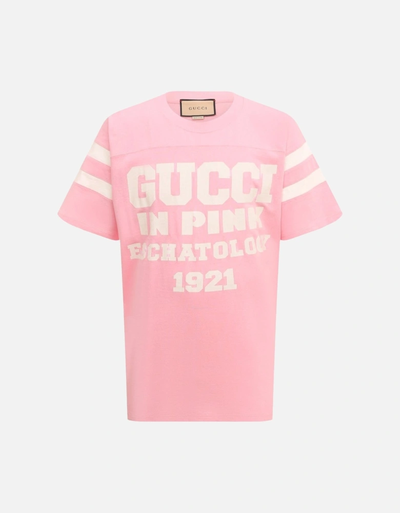 25 Eschatology Logo Oversized Fit Pink T-Shirt