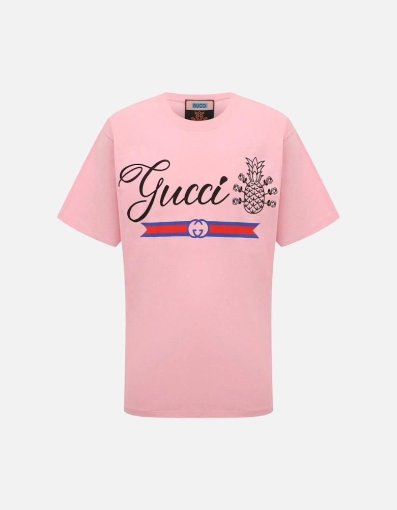 Pineapple Logo Oversized Fit Pink T-Shirt