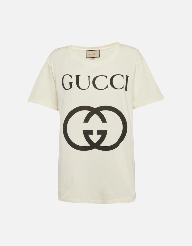 Interlocking GG Logo Slim Fit White T-Shirt