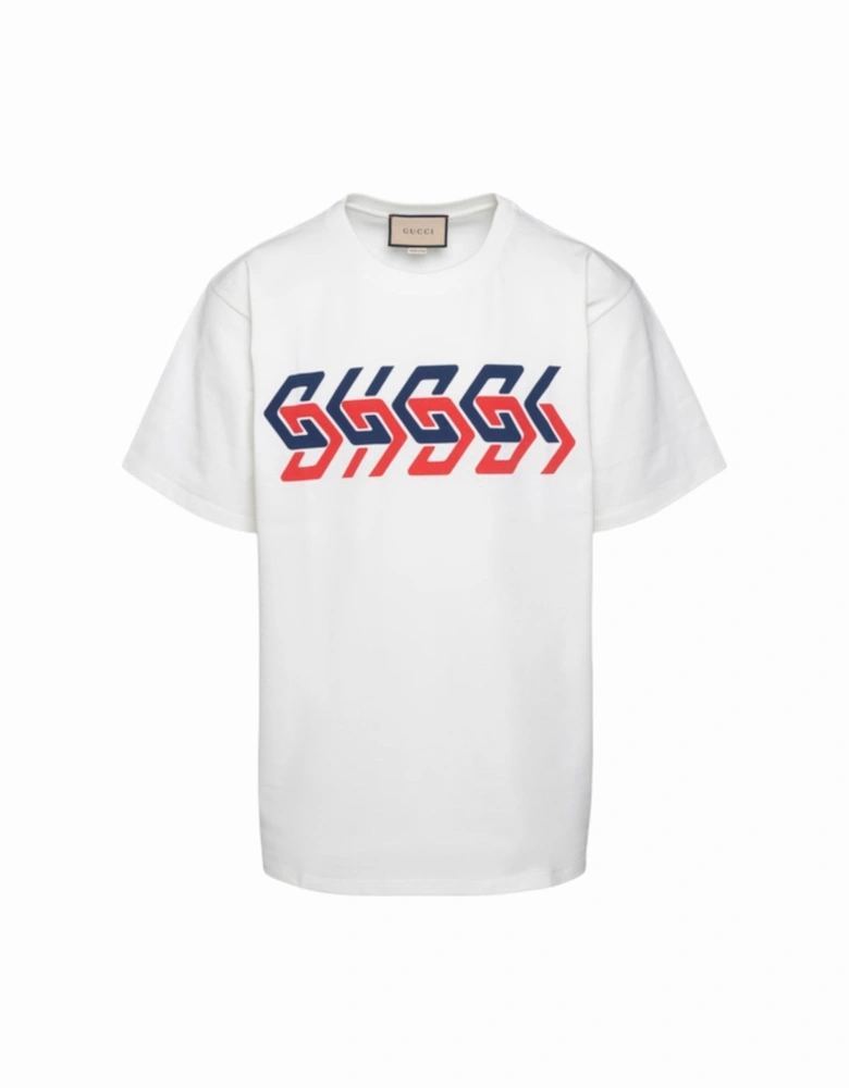 Mirror Logo Regular Fit White T-Shirt