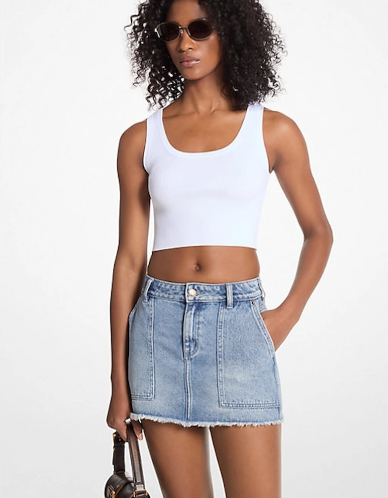 Ribbed Stretch Knit Cropped Tank Top