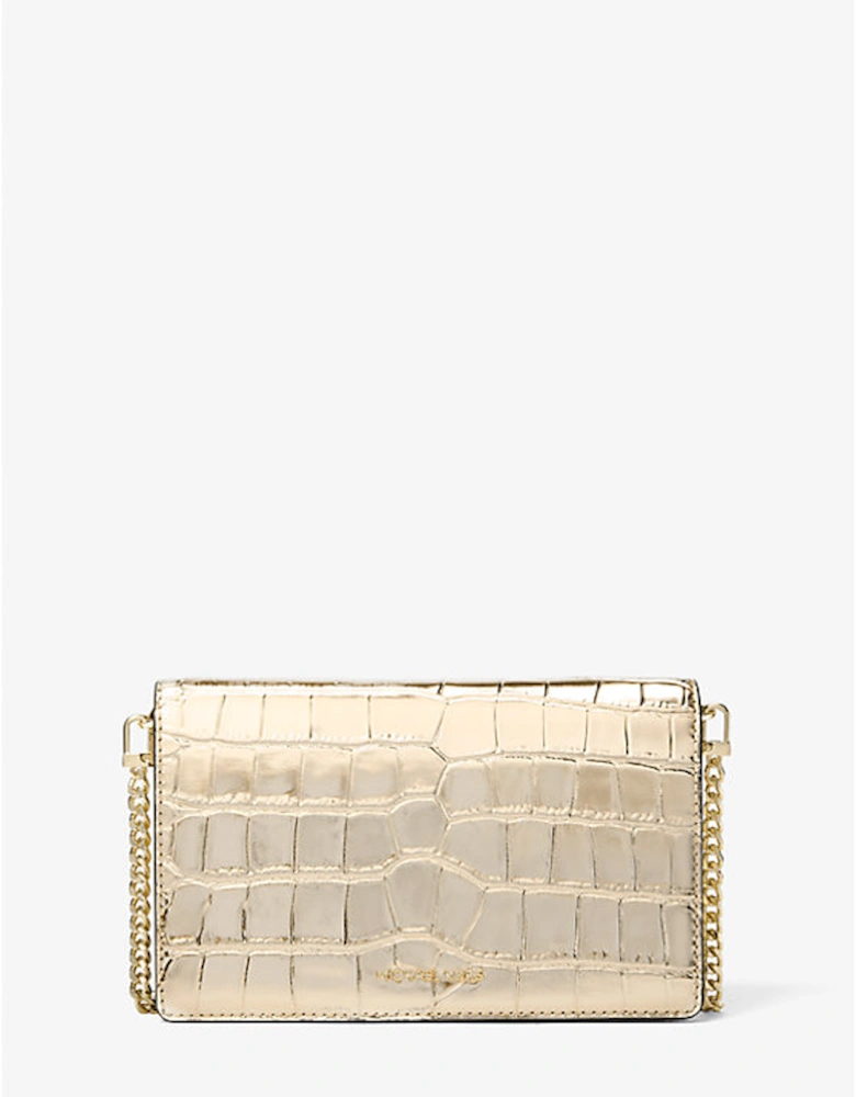 Jet Set Medium Metallic Crocodile Embossed Leather Crossbody Bag
