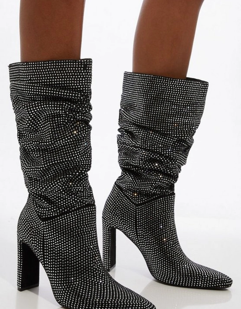 All Over Hot Fix Slouchy Heeled Boot