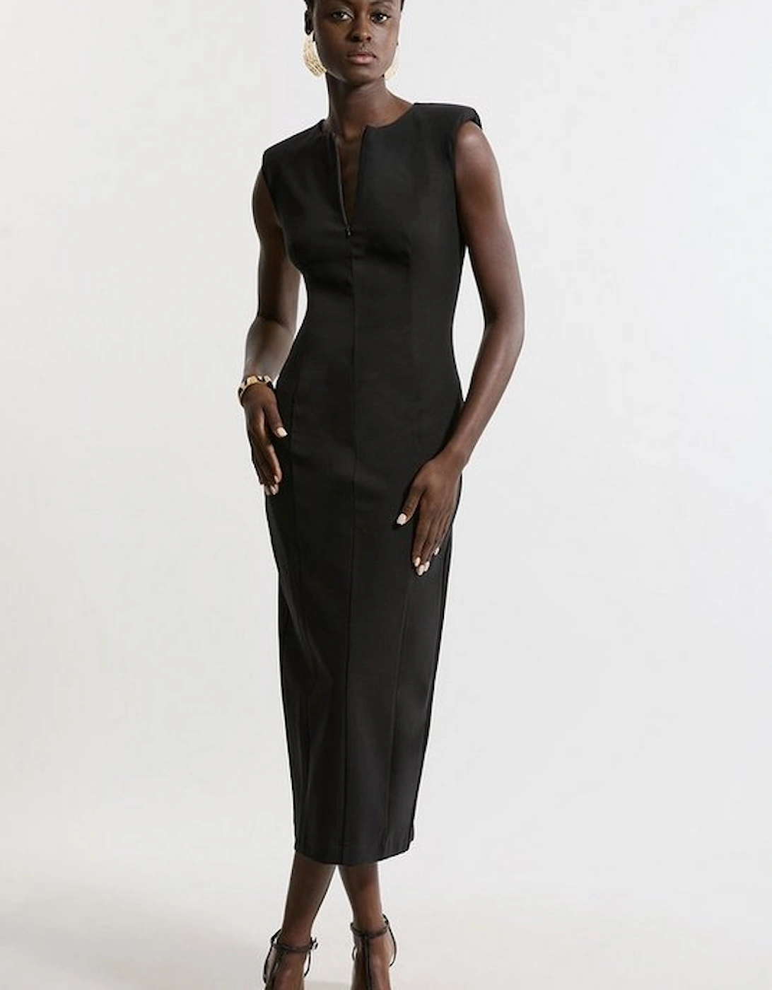 Dart Detail Luxe Ponte Jersey Midi Dress, 5 of 4