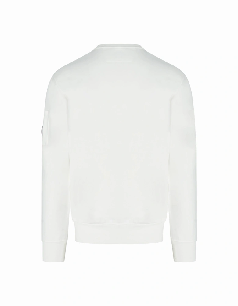 Brushed Diagonal Fleece Lens Crew Neck Sweatshirt White