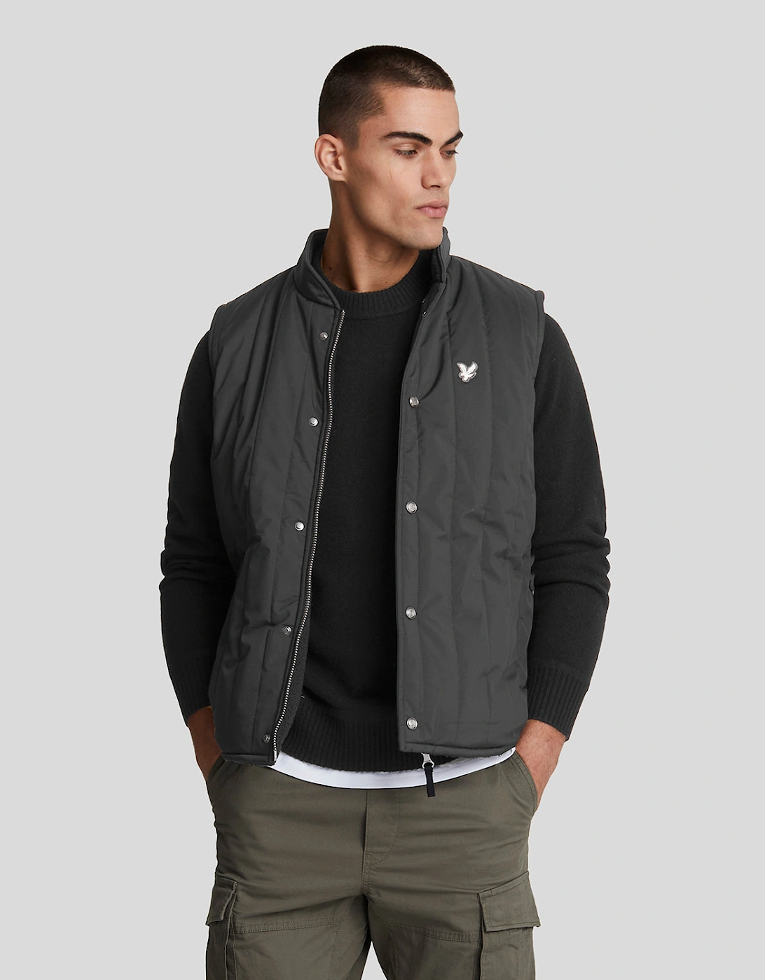 Lyle And Scott Men's Black Reversible Quilted Gilet - - : 38/Regular M