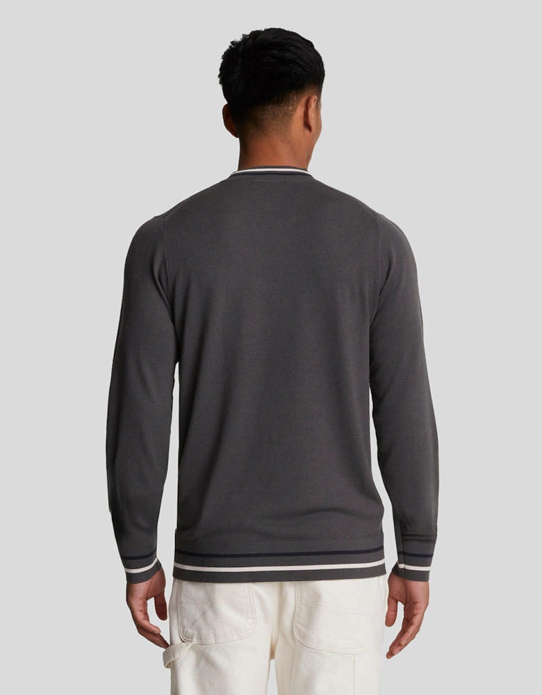 Embroidered Tipped Crew Neck Jumper