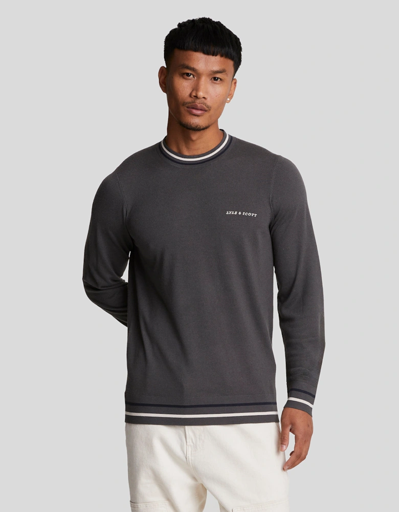 Embroidered Tipped Crew Neck Jumper