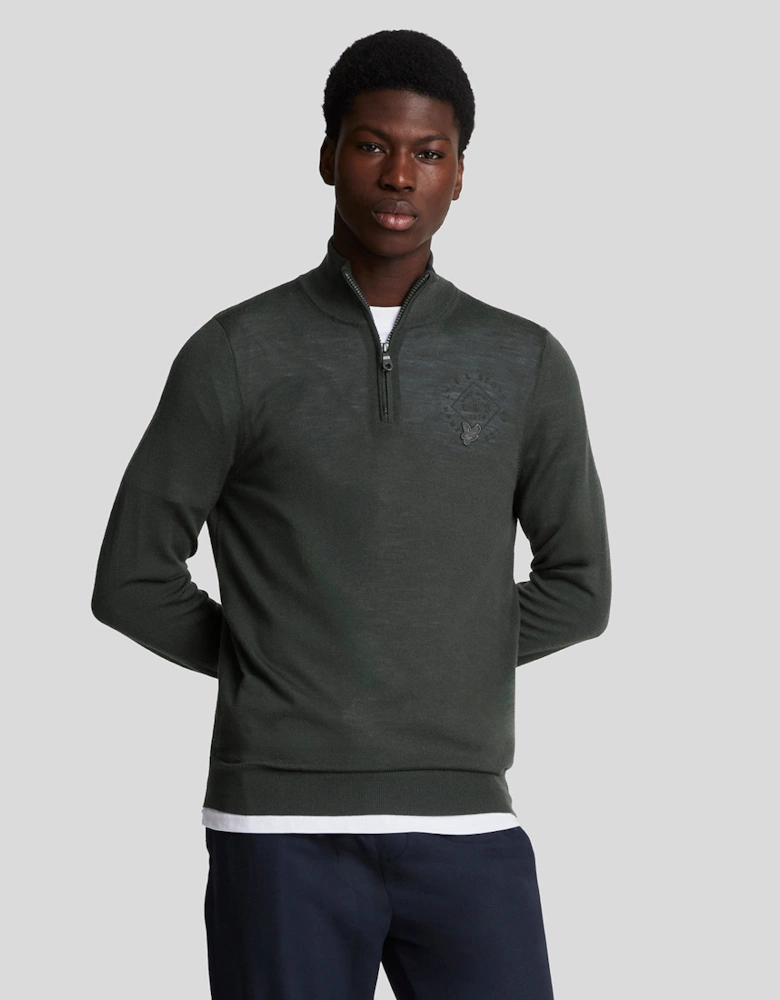 Tonal Eagle Merino 1/4 Zip Jumper