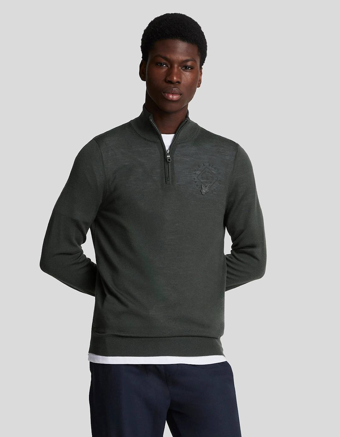 Tonal Eagle Merino 1/4 Zip Jumper, 6 of 5