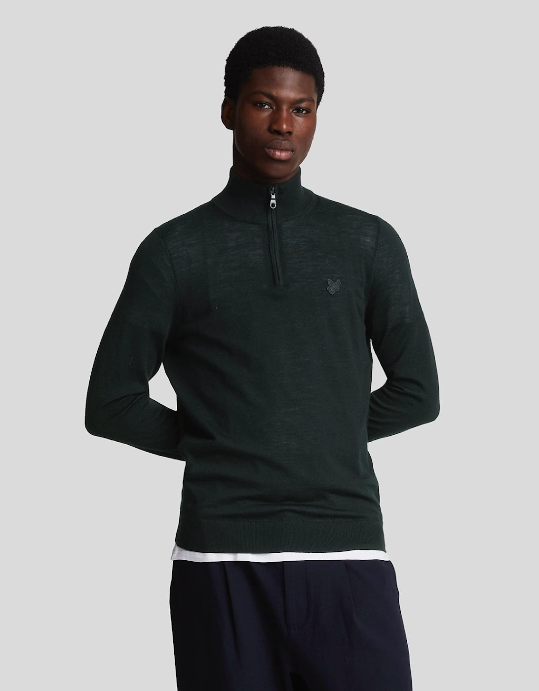 Lyle And Scott Men's Black Merino Wool 1/4 Zip Jumper - : L