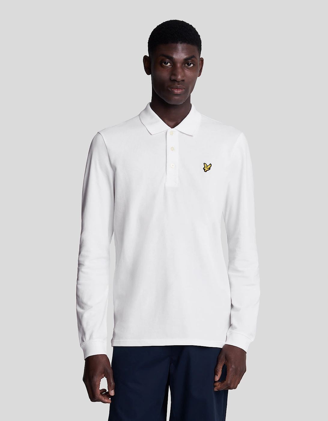 Lyle And Scott Men's White Long Sleeve Polo Shirt - : 42/Regular Xl