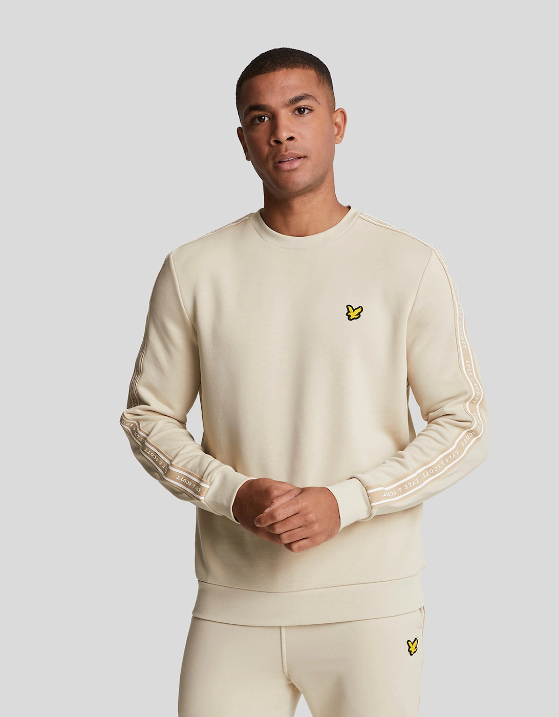 Lyle and Scott Mens Sports Tape Crew Neck Sweatshirt - Tan - Size: 44/Regular - Love the Sales