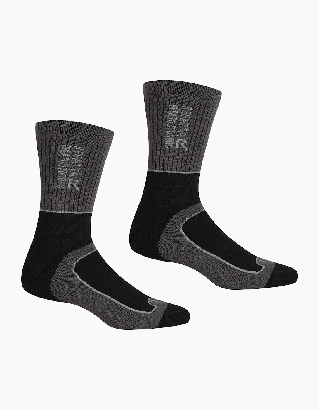 Regatta Men's Black Samaris 2 Season Socks (Pack Of 2) - Size: 9/9.5/10/10.5/11/11.5/12