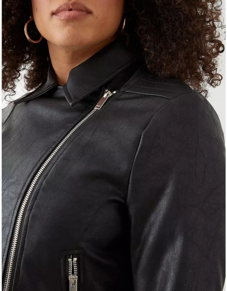 Womens/Ladies Faux Leather Plus Biker Jacket