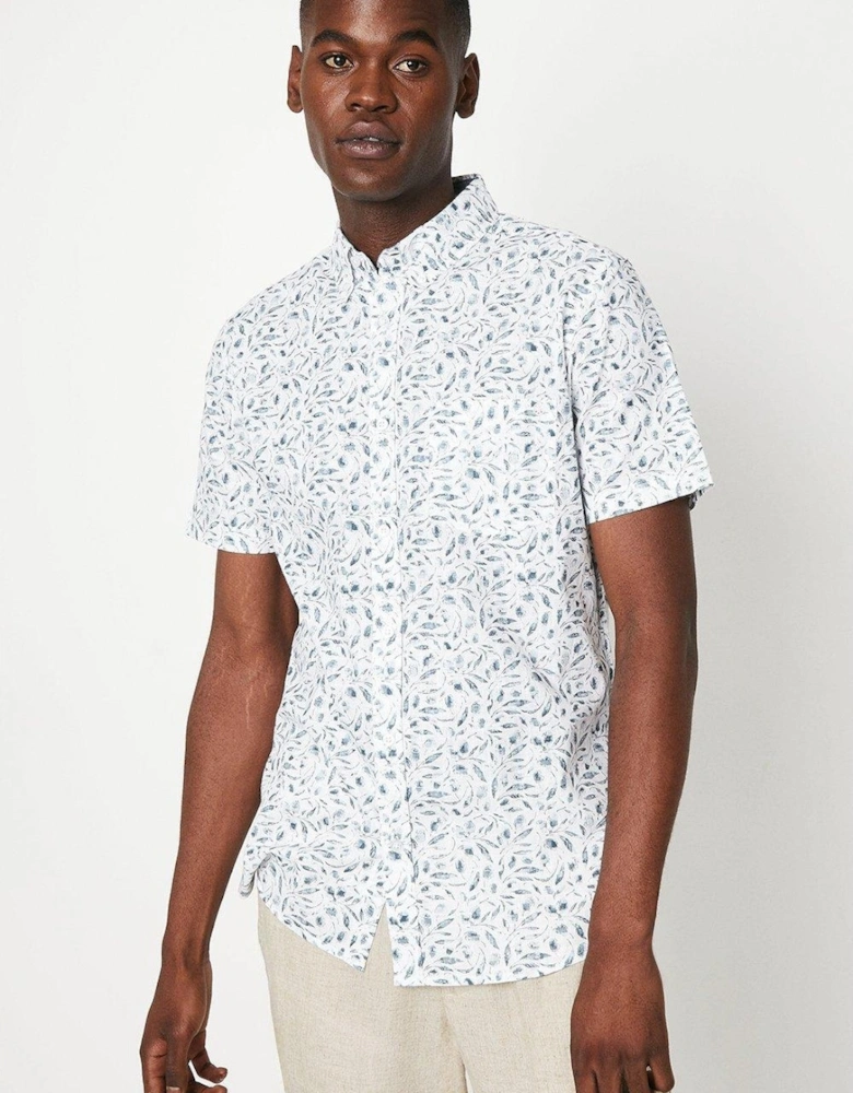 Mens Floral Short-Sleeved Shirt