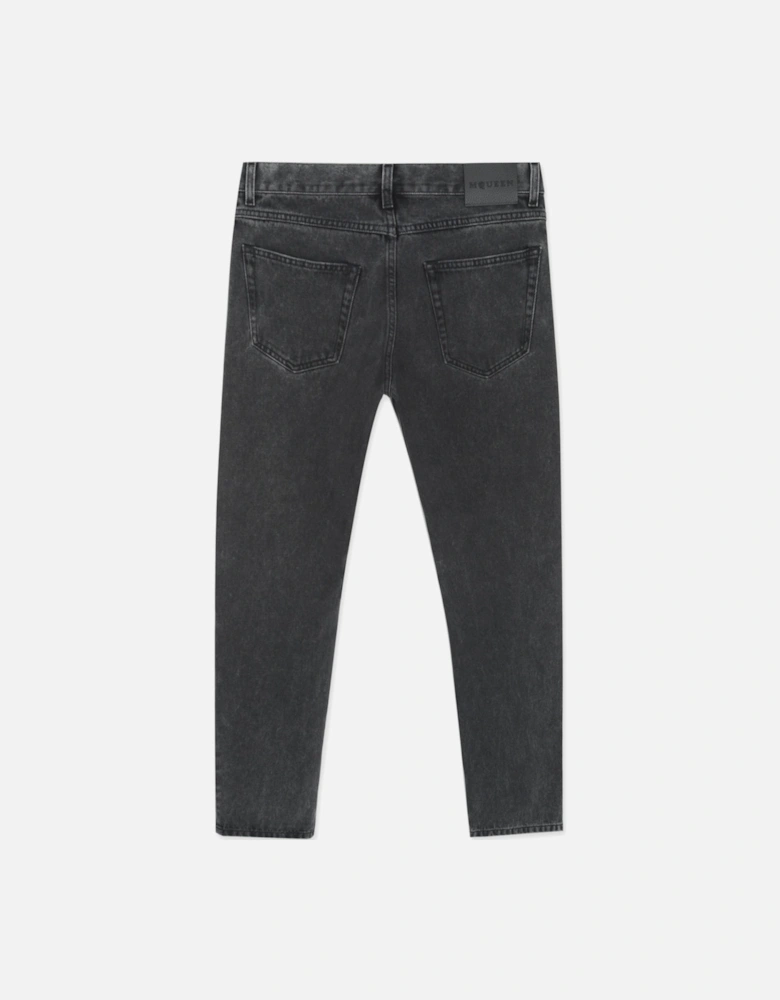 Stone Wash 5 Pocket Jeans Grey