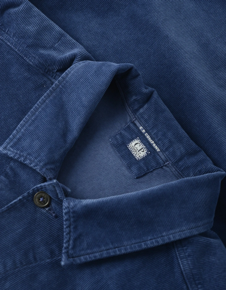 Corduroy Buttoned Utility Overshirt Blue