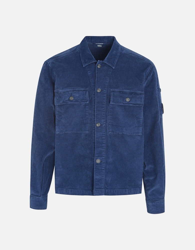 Corduroy Buttoned Utility Overshirt Blue