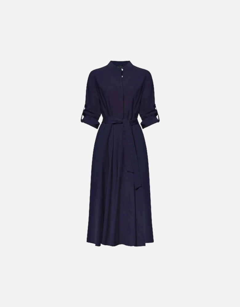 Roll Sleeve Midi Dress Navy