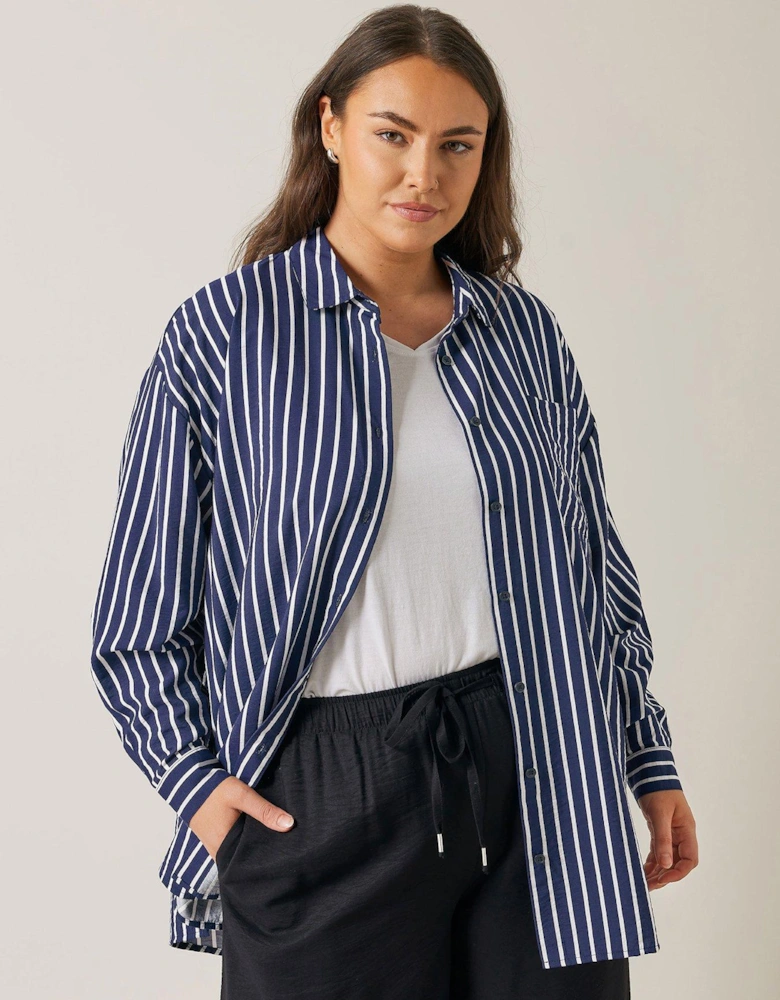 Stripe Girlfriend Shirt - Navy