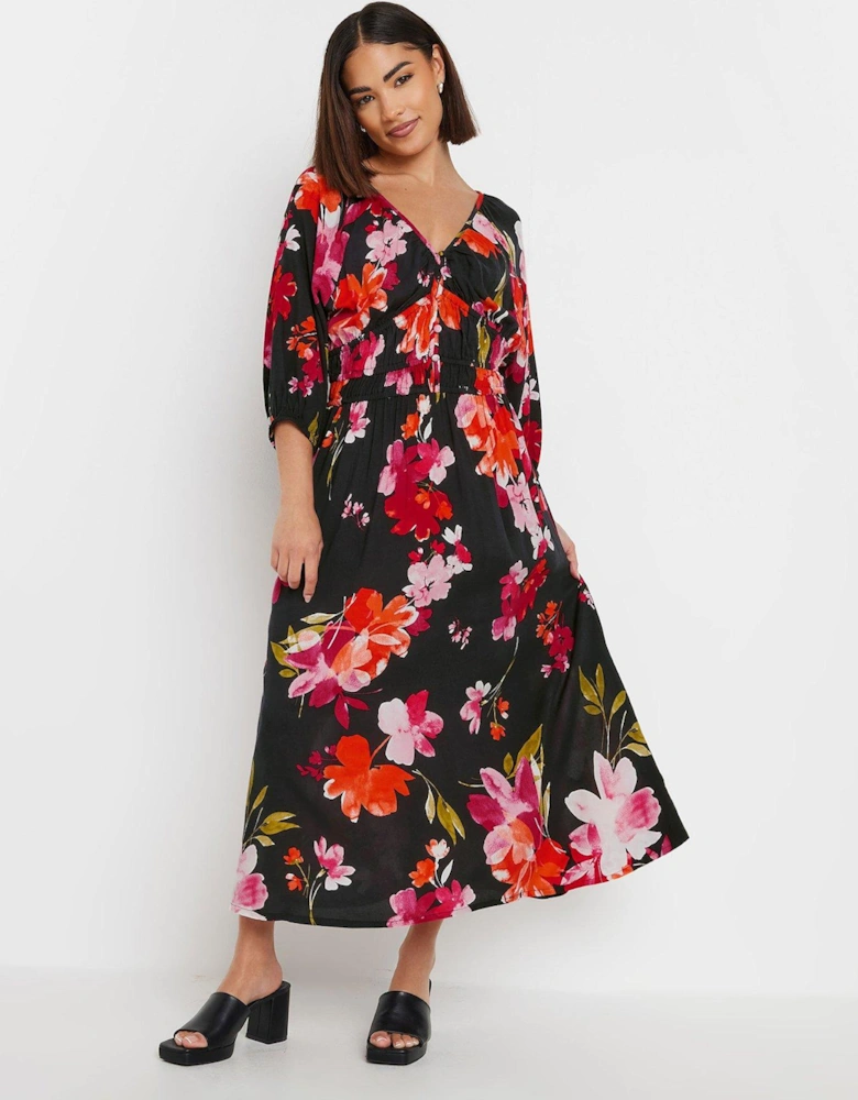 Petite Floral Tea Midi Dress