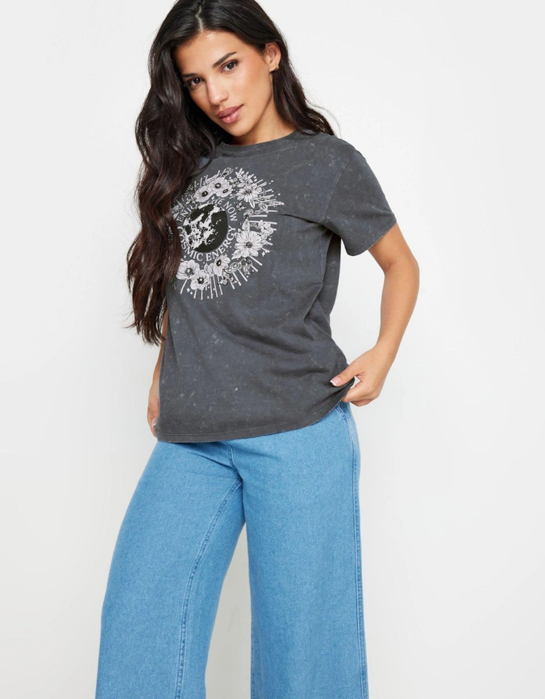 Petite Acid Cosmic Energy T Shirt - Grey