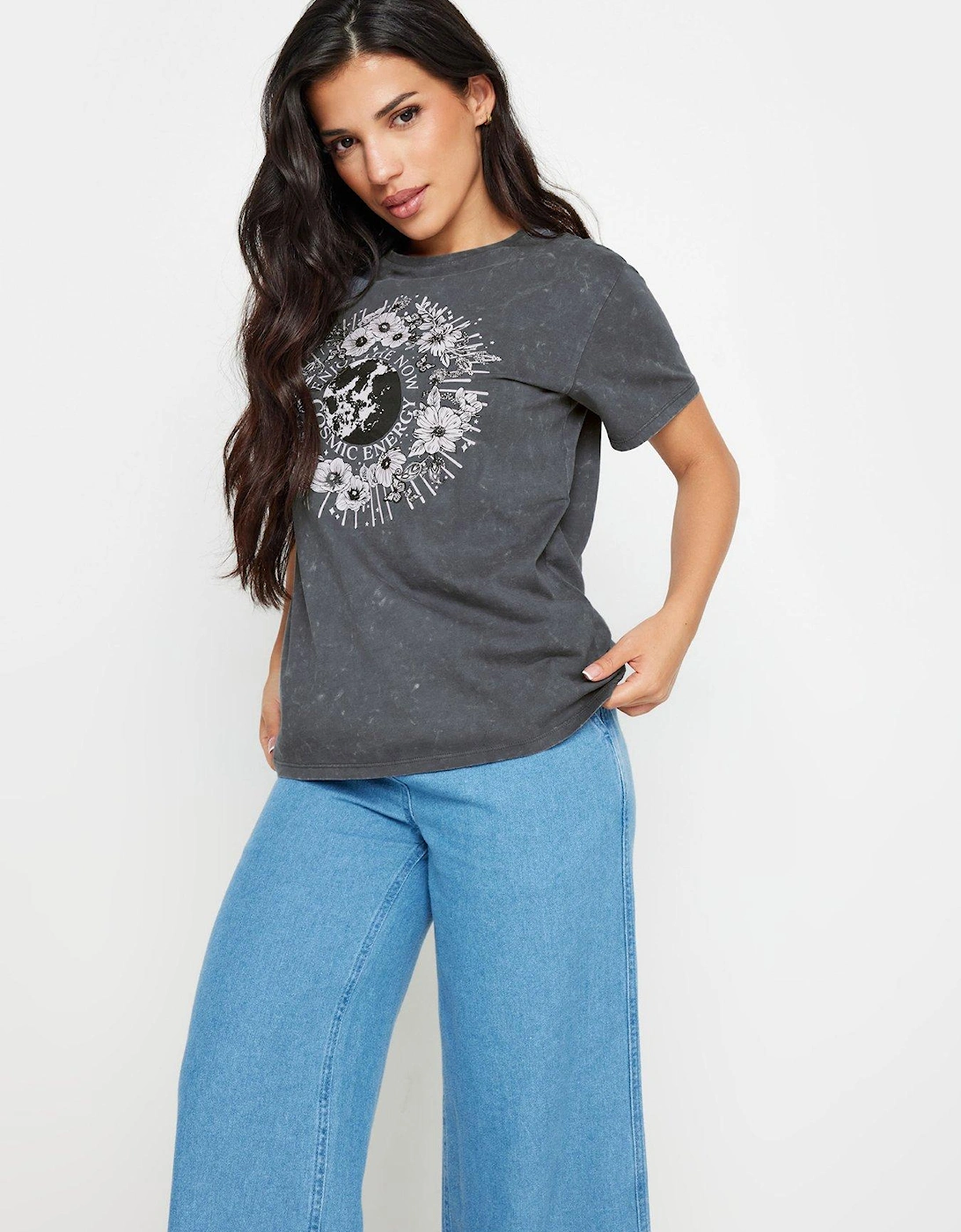 Petite Acid Cosmic Energy T Shirt - Grey, 2 of 1