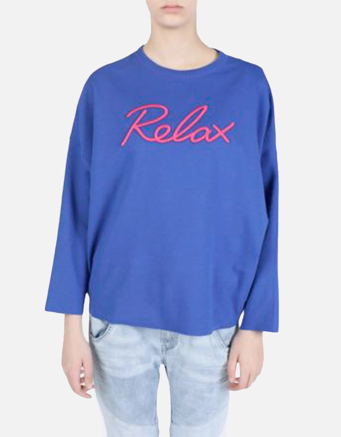 Diesel Women's DIESEL F GERTRUDE Womens Crew Neck Sweatshirt Ribbed Casual Blue Pullover Jumper