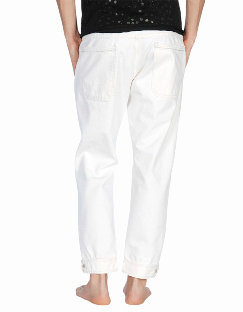 ED RAKEE Mens Denim Jeans Straight Leg Casual Regular Cotton Pants White