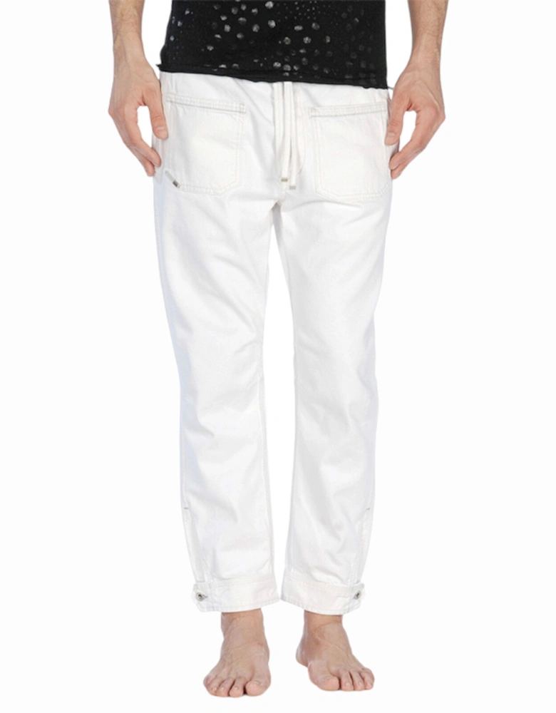 ED RAKEE Mens Denim Jeans Straight Leg Casual Regular Cotton Pants White