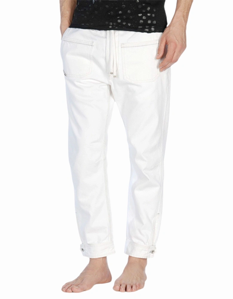 ED RAKEE Mens Denim Jeans Straight Leg Casual Regular Cotton Pants White