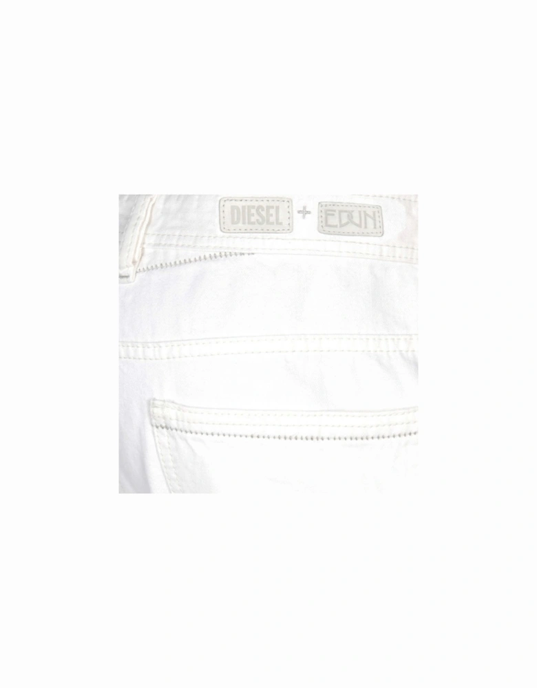 ED RAKEE Mens Denim Jeans Straight Leg Casual Regular Cotton Pants White